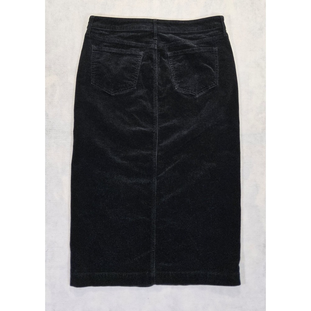 NYDJ Skirt Sz 8 Black Corduroy Stretch Pencil Slimming Midi Tummy Control - Picture 3 of 5